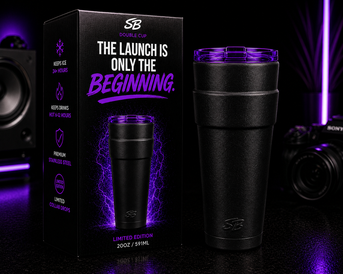 Double Cup Tumbler 20oz Signature Styrofoam Black