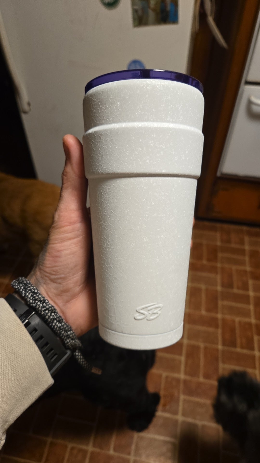 Customer photo featuring a white Double Cup tumbler